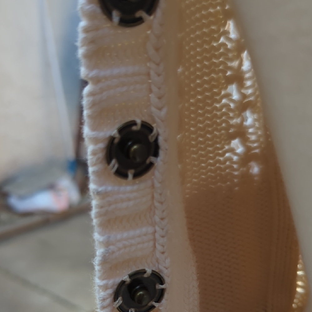 Guess Cream Open-Front Knit Cardigan with Pockets - Picture 5 of 8